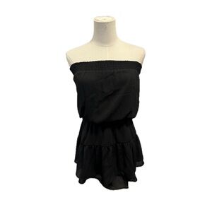 krisa strapless black mini dress ruffles casual summer sundress revolve luxury
